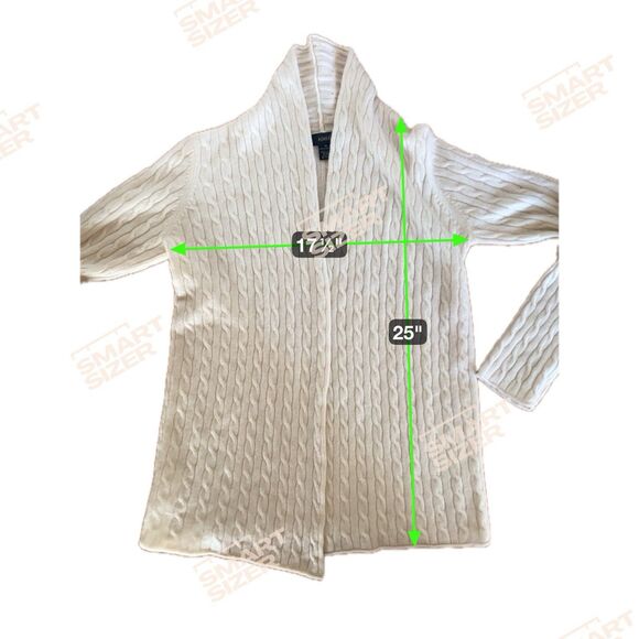 Womens 100% Cashmere Cable Knit Open Cardigan Sweater Size M Ivory Quiet Luxury - Picture 6 of 10